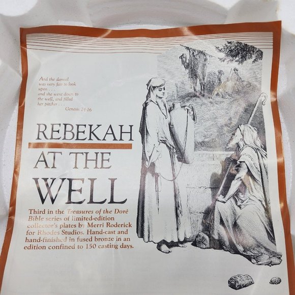 Rhodes Studios Rebekah at the Well 3D Plate w COA 3773A Bronze 8 in VTG 1987 - Picture 16 of 16